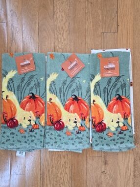 CELEBRATE TOGETHER BRAND SET 6 COLORFUL FALL KITCHEN HAND TOWELS